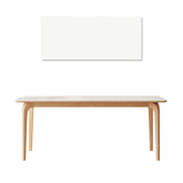 Minimalistic Rectangular Dining Table with Marble Top and Ash Wood Frame for 6-8 Seaters jh-061