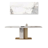 Luxurious Rectangular Dining Table with Marble Top & Carbon Steel Pedestal for 6-8 Seater jh-065