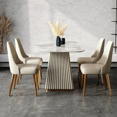 Modern Faux Leather Dining Chair with Stainless Steel Frame for Diningroom (Set of 2) jh-chair-b(xp)