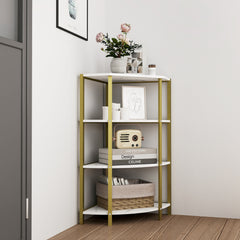 4-Tier Corner Shelf, Freestanding Bookcase & Plant Stand