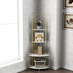 Gold 4-Tier Corner Bookshelf, Modern Metal Frame Plant Stand