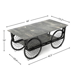 Modern Rectangle Coffee Table, Sturdy Base, Retro Black