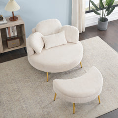 61 inches beige comfortable seat, small sofa with small end table, suitable for lunch break casual afternoon tea time seat, suitable for small apartment, bedroom, space balcony small sofa