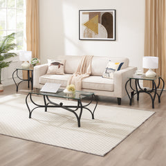 3-Piece Coffee Table Set, Rectangle & End Tables, Rustic Black