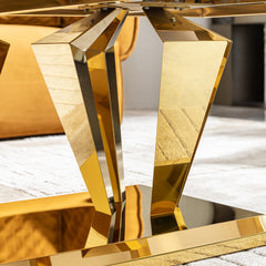 51" MDF Marble Coffee Table, Gold Stainless Steel Base