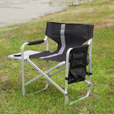 Padded Folding Chair with Table and Storage - Black/Grey fpr camping outdoor