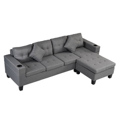 Sectional Sofa Set for Living Room with L Shape Chaise Lounge ,cup holder and Left or Right Hand Chaise Modern 4 Seat