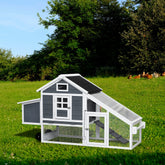 Wooden Chicken Coop with Removable Tray & Wheels, Outdoor Hutch with Running Cage