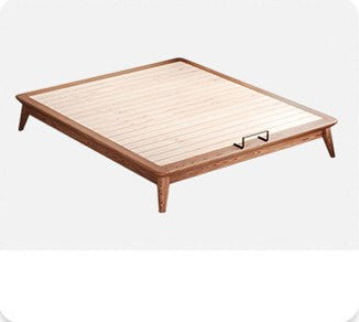 Elegant Bed Frame in Natural Wood with White and Light Brown Ash Wood Accents fjjj-1656