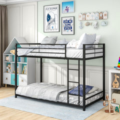 Twin-Over-Twin Metal Bunk Bed with Safety Guardrails - Black