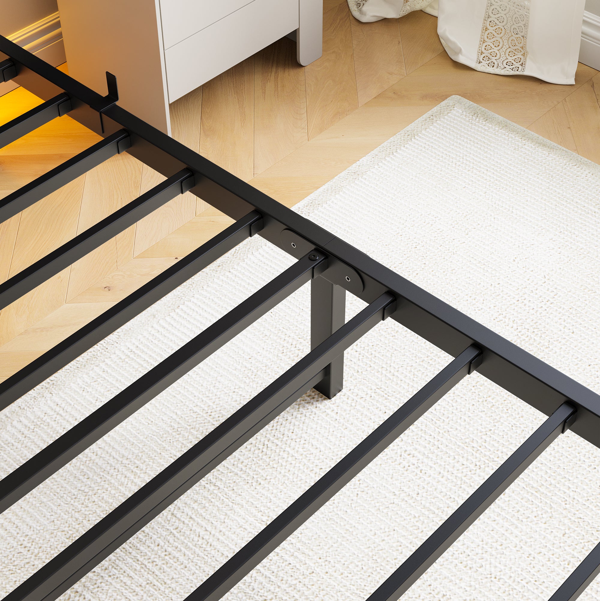 Twin Platform Bed Frame with USB, LED & Headboard, Black Twin Platform Bed Frame with USB, LED & Headboard, Black