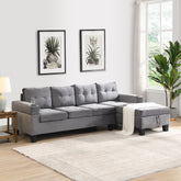 Sectional Sofa Set for Living Room with L Shape Chaise Lounge ,cup holder and Right Hand with Storage Chaise Modern 4 Seat (Grey)
--RIGHT CHAISE WITH STORAGE