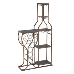 11-Bottle Wine Rack with Glass Holder & Storage Shelves, Grey