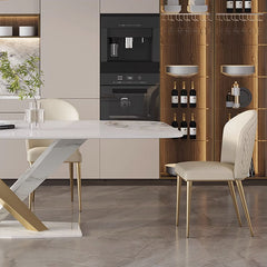 Luxurious Wooden Dining Table Rectangular Marble Top & X-Base for 6-8 Person jh-063