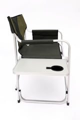 Padded Folding Directors Chair with Side Table & Storage - Green