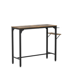Wood Top Metal Base side table Industrial Bar Table with two chair--Adjustable table base Bistro Whiskey Pub Table,47.44"W x 15.75"D x 35.43"H
