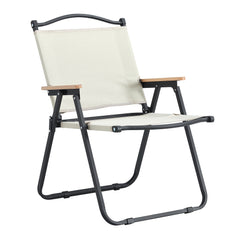 Folding Outdoor Camping Chair in Beige for Picnics, BBQ & Patio