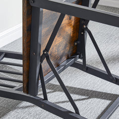 Folding Metal & Wood Dining Chair, Retro Style for Dining Room