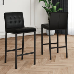 Beige Fabric Dining Chair with Black Metal Legs (Set of 4)