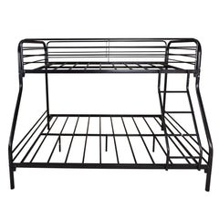 Heavy Duty Twin-Over-Full Metal Bunk Bed with Guardrail - Black