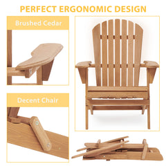 2-Piece Folding Wooden Adirondack Chairs for Patio & Garden