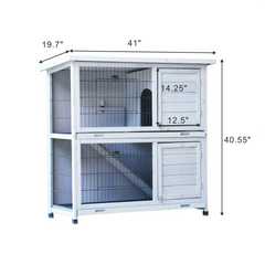 Wooden Rabbit Hutch with Running Cage & Tray for Outdoors