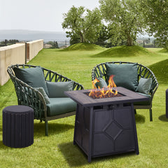 40,000 BTU Propane Fire Pit Table with Steel Lid & Weather Cover, Outdoor Patio