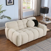 64.96 length ,35.83" deepth ,human body structure for USA people, marshmallow sofa,boucle sofa ,2 seater, BEIGE BOUCLE