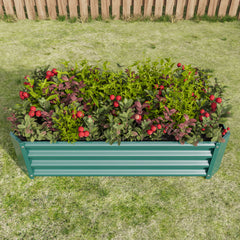 Metal Raised Garden Bed, Rectangle Raised Planter 4×2×1ft for Flowers Plants, Vegetables Herb Veezyo Green