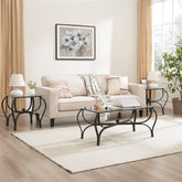 3-Piece Coffee Table Set, Rectangle & End Tables, Rustic Black