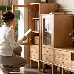 Premium Oak Wood Cabinet for Elegant Home & Office Storage H84M01