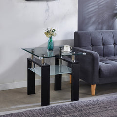 Clear Glass Top Side Table (24"x24"x24") – Modern End Table for Home Decor