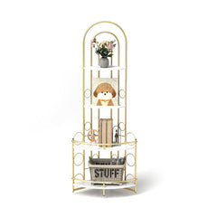Gold 4-Tier Corner Bookshelf, Modern Metal Frame Plant Stand