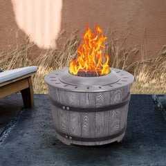 Smokeless Firepit for Wood Pellet or Twig Fuel, Wood Look