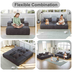 55-inch Chenille Sponge Sofa Lounge Chair,No Assembly Required,Fluffy Modern Sleeper Chair for Indoor Living Room Bedroom
