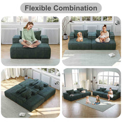 55-inch Chenille Sponge Sofa Lounge Chair,No Assembly Required,Fluffy Modern Sleeper Chair for Indoor Living Room Bedroom