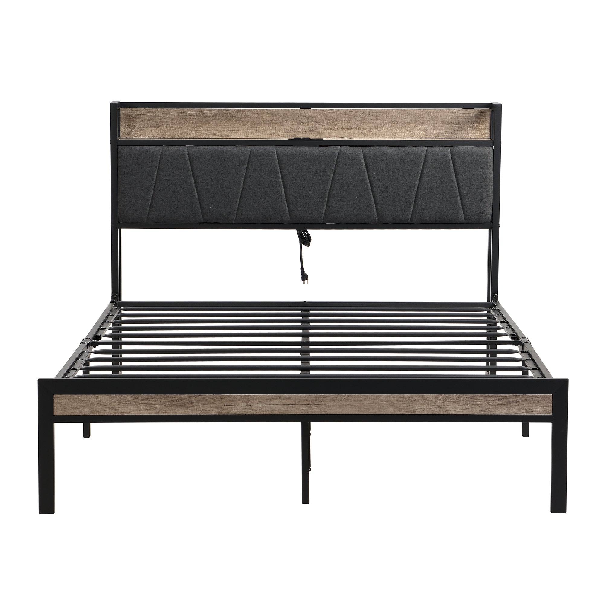 Queen  Size  Metal Platform Bed Frame with upholstery storage function Headboard   and USB LINER  and Footboard  , No Box Spring Needed, Large Under Bed Storage, Easy Assemble Queen  Size  Metal Platform Bed Frame with upholstery storage function Headboard   and USB LINER  and Footboard  , No Box Spring Needed, Large Under Bed Storage, Easy Assemble