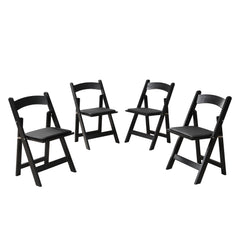 Upholstered folding chair, space saving,,easy to carry, 4PCS,Black cushion/Black shelf,Dining room
