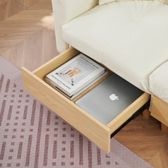 86.61 inches beige technology cloth sofa, three sofa lift sofa bed, sofa bed with storage cabinet, sofa is soft and comfortable, suitable for meeting rooms, living rooms and bedrooms