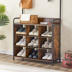 Hall Tree with Shoe Rack, 3-in-1 Entryway Coat Rack with Hooks