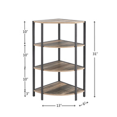 4-Tier Corner Bookshelf, Space-Saving Open Shelf