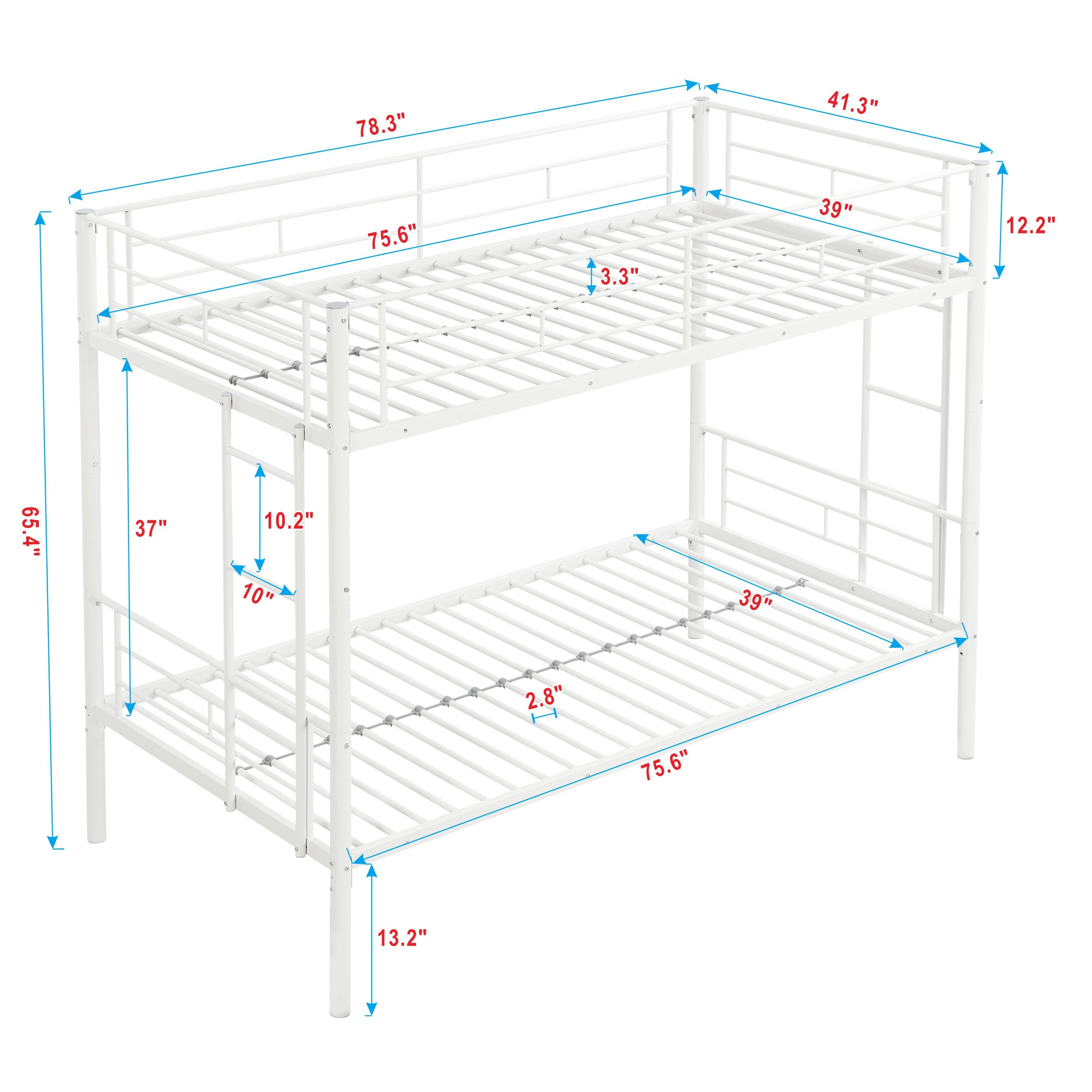 METAL BUNK BED  WHITE METAL BUNK BED  WHITE