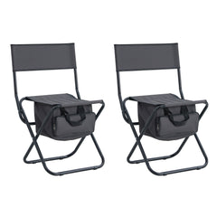 2-Piece Folding Outdoor Chairs with Storage Bag, Portable for Camping & Picnics, Grey