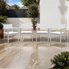 Outdoor Dining Chairs Set - 4PCS Aluminum Stationary with Sunbrella Cushions, Grayish