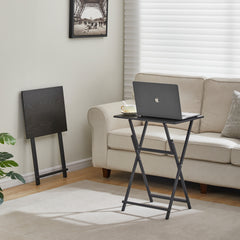Black Folding TV Tray Table, No Assembly, Space-Saving