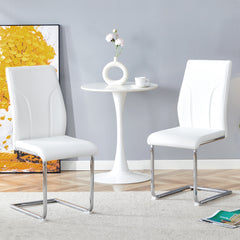 Modern White PU Dining Chair Set of 2 - High Back for Dining Rooms