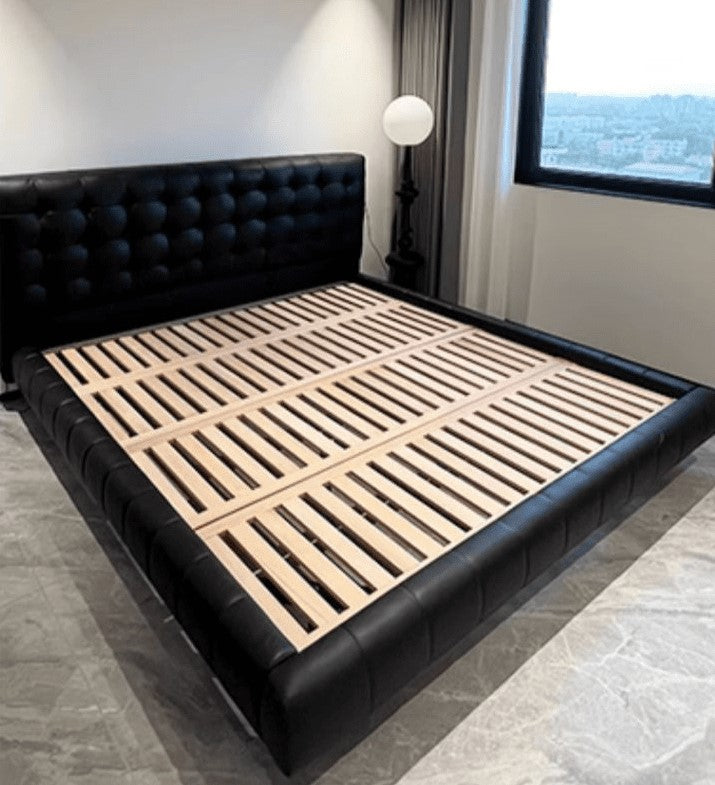 Luxurious Cal King Leather Bed with Beech Wood Frame & Upholstered Headboard for Bedroom yw-201 Luxurious Cal King Leather Bed with Beech Wood Frame & Upholstered Headboard for Bedroom yw-201