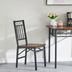 Folding Metal & Wood Dining Chair, Retro Style for Dining Room