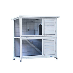 Wooden Rabbit Hutch with Running Cage & Tray for Outdoors