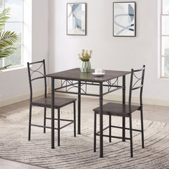 3-Piece Kitchen Dining Set with Grey Chairs & Table